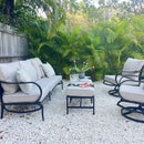 7-Seater Patio Metal Wave Sofa with Ottomans