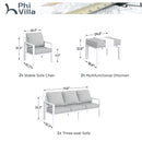 7-Seater Patio Aluminum Sofa Set with Coffee Table