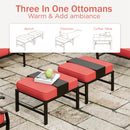 9-Seater Patio Metal Diamond Sofa Set with Ottomans