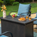 9-Seater Patio Metal Wave Sofa Sets With Fire Pit Table