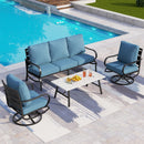 5-Seater Patio Metal Wave Sofa Sets With Coffee Table