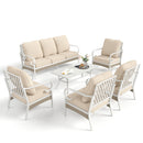 7-Seater Patio Metal All-White Sofa Set with Rattan Edge for Sale