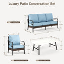 Phi Villa 7-Seater Outdoor Steel & Rattan Dark Color Sofa Set With Coffee Table