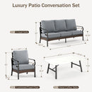 Phi Villa 7-Seater Outdoor Steel & Rattan Dark Color Sofa Set With Coffee Table