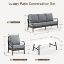 Phi Villa 7-Seater Outdoor Steel & Rattan Dark Color Sofa Set With Coffee Table