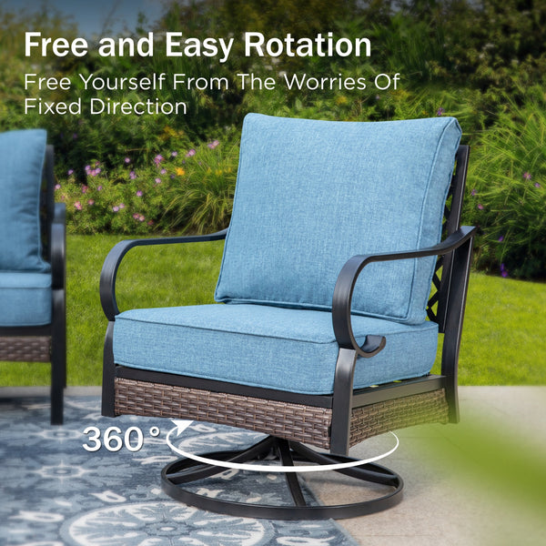 Phi Villa 7-Seater Outdoor Steel & Rattan Dark Color Sofa Set With Coffee Table