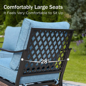 Phi Villa 7-Seater Outdoor Steel & Rattan Dark Color Sofa Set With Coffee Table