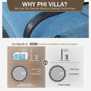 Phi Villa 7-Seater Outdoor Steel & Rattan Dark Color Sofa Set With Coffee Table