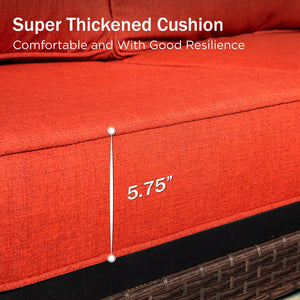 Phi Villa 7-Seater Outdoor Steel & Rattan Dark Color Sofa Set With Coffee Table