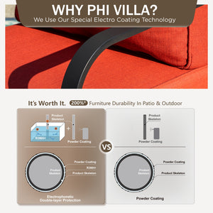 Phi Villa 7-Seater Outdoor Steel & Rattan Dark Color Sofa Set With Coffee Table