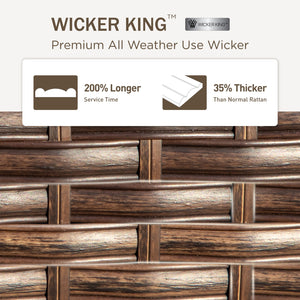 Phi Villa 7-Seater Outdoor Steel & Rattan Dark Color Sofa Set With Coffee Table