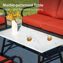 Phi Villa 7-Seater Outdoor Steel & Rattan Dark Color Sofa Set With Coffee Table