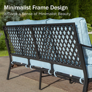 Phi Villa 7-Seater Outdoor Steel & Rattan Dark Color Sofa Set With Coffee Table