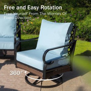 Phi Villa 7-Seater Outdoor Steel & Rattan Dark Color Sofa Set With Coffee Table