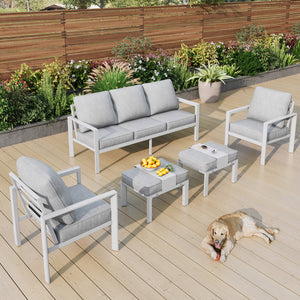 7-Seater Patio Aluminum Sofa Set with Coffee Table