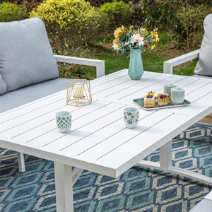 7-Seater Patio Aluminum Sofa Set with Coffee Table