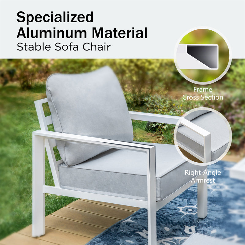 Phi Villa 7-Seater Patio Aluminum Sofa 6 Pcs Outdoor Furniture Set with Coffee Table