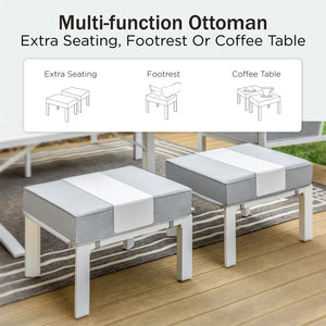 7-Seater Patio Aluminum Sofa Set with Coffee Table