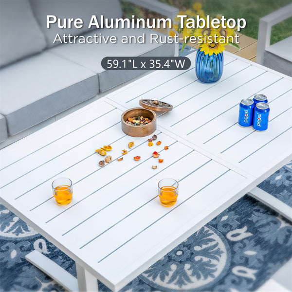 7-Seater Patio Aluminum Sofa Set with Coffee Table