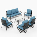 7-Seater Patio Metal Wave Sofa Sets With Coffee Table