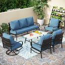 7-Seater Patio Metal Wave Sofa Sets With Coffee Table