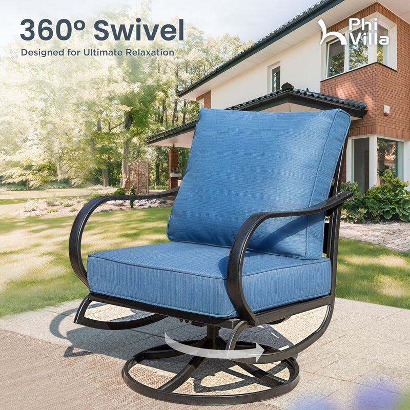 Phi Villa 7-Seater Patio Steel Conversation Sofa Set With Coffee Table & Ottomans