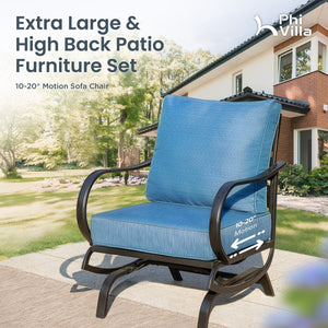 7-Seater Patio Metal Wave Sofa with Ottomans