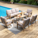 Phi Villa 5-Seater Patio Wood-Like Steel Conversation Sofa Set