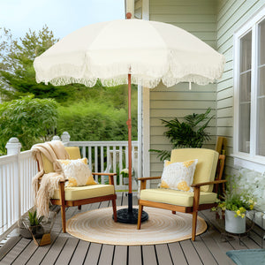 7 ft patio umbrella Catalina 7ft Patio Beach Tassel Umbrella UPF 50+ With Carry Bag