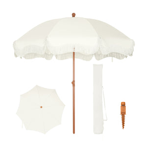 belleze patio umbrella bag Catalina 7ft Patio Beach Tassel Umbrella UPF 50+ With Carry Bag