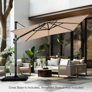 Square Cantilever Patio Umbrella - 360° Rotation and 7-Tilt Adjustable
