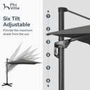 PHI VILLA Cantilever Umbrella - 360° Rotation & 7-Tilt Adjustable