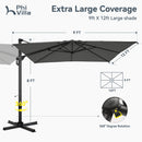 PHI VILLA Cantilever Umbrella - 360° Rotation & 7-Tilt Adjustable