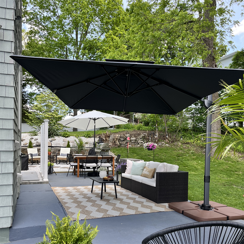 10x 13 rectangular patio table umbrella green AKZ PLUS 10x13' Cantilever - Black Frame & Taupe Canopy Infinite front to back tilt Freeport Park Kappel 10 x