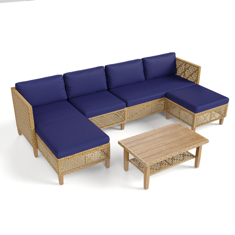 4-Seater Budget-Friendly Bohemian Wicker and Wood Garden Sofa Set