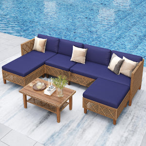 4-Seater Budget-Friendly Bohemian Wicker and Wood Garden Sofa Set