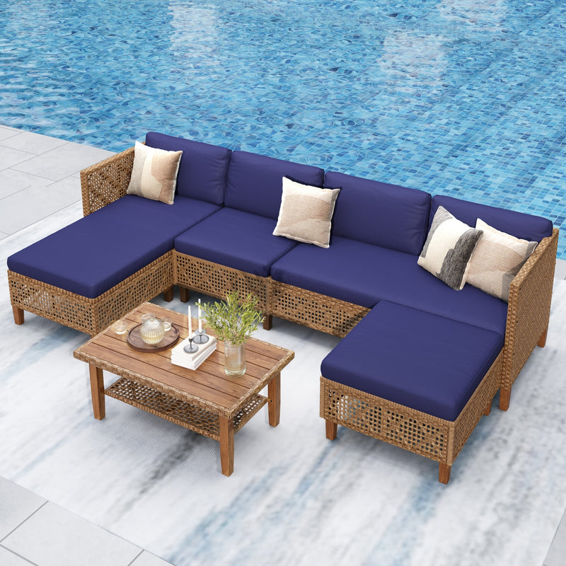 4-Seater Budget-Friendly Bohemian Wicker and Wood Garden Sofa Set