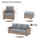 Classic Wicker Garden Sofa Set with Ottomans