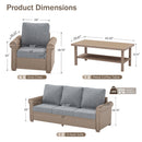 Classic Wicker Garden Sofa Set with Ottomans