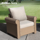 Classic Wicker Garden Sofa Set with Ottomans