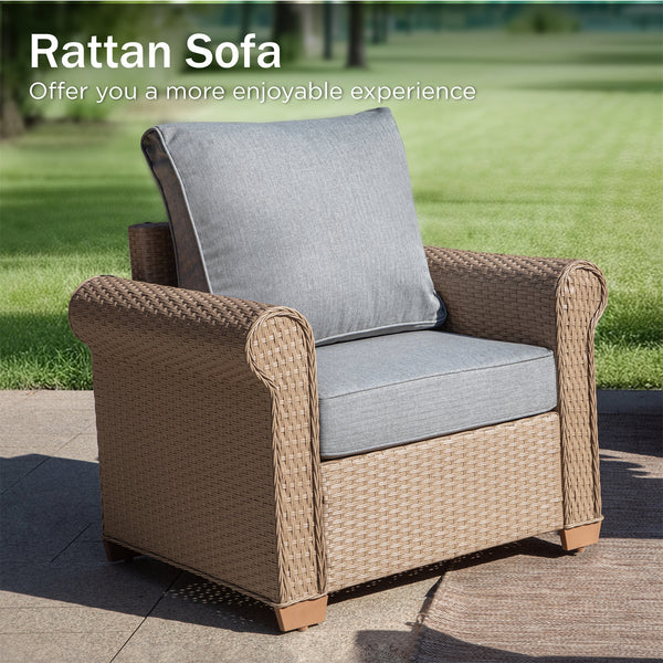 Classic Wicker Garden Sofa Set with Ottomans