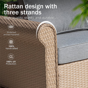 Classic Wicker Garden Sofa Set with Ottomans