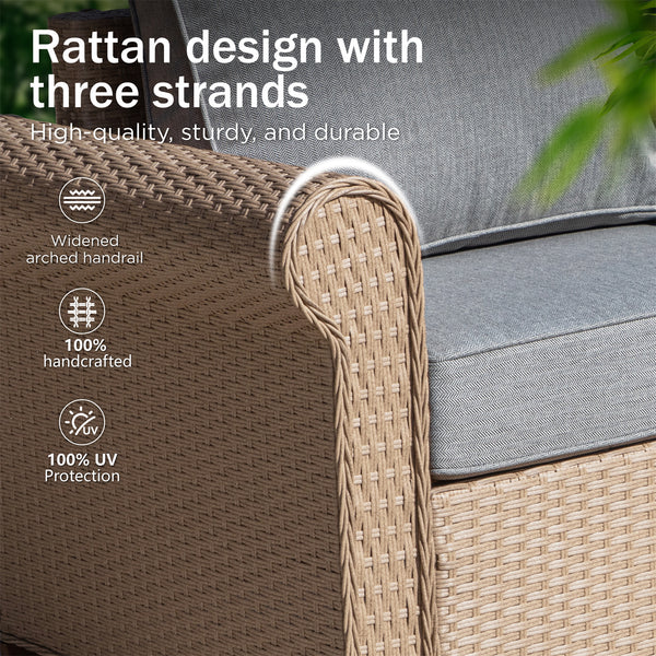 Classic Wicker Garden Sofa Set with Ottomans