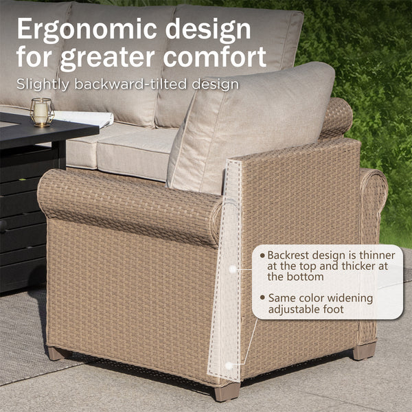 Classic Wicker Garden Sofa Set with Ottomans