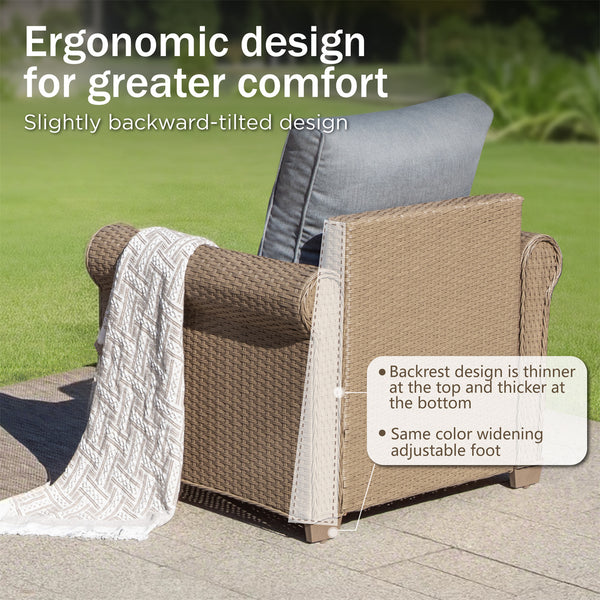 Classic Wicker Garden Sofa Set with Ottomans