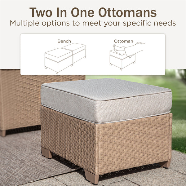 Classic Wicker Garden Sofa Set with Ottomans