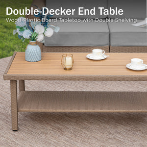 Classic Wicker Garden Sofa Set with Ottomans