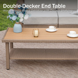 Classic Wicker Garden Sofa Set with Ottomans