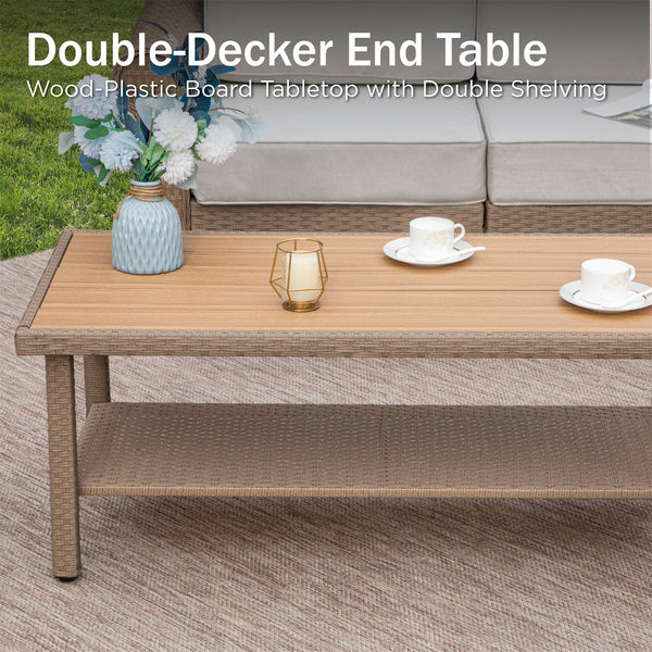 Classic Wicker Garden Sofa Set with Ottomans