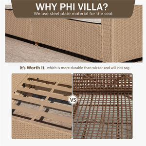 Classic Wicker Garden Sofa Set with Ottomans